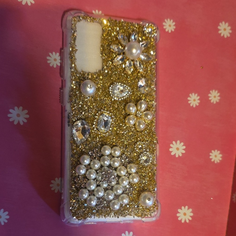 Galaxy S20 Case Gold Glitter Pearl Phone Case